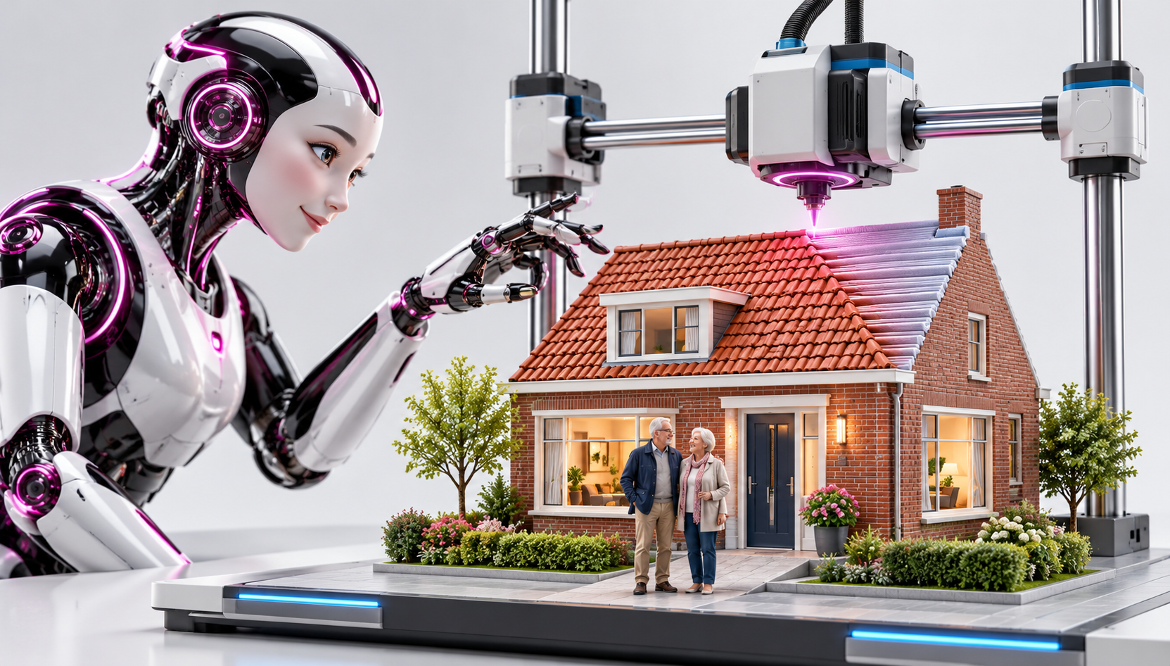 Robot bouwt met een 3D-printer een huis voor een senior stel